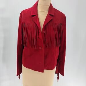 Maje Leather Jacket Red‎ Size 38